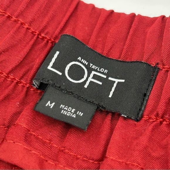 Loft red satiny fluid utility jogger drawstring pant size medium - Picture 7 of 8